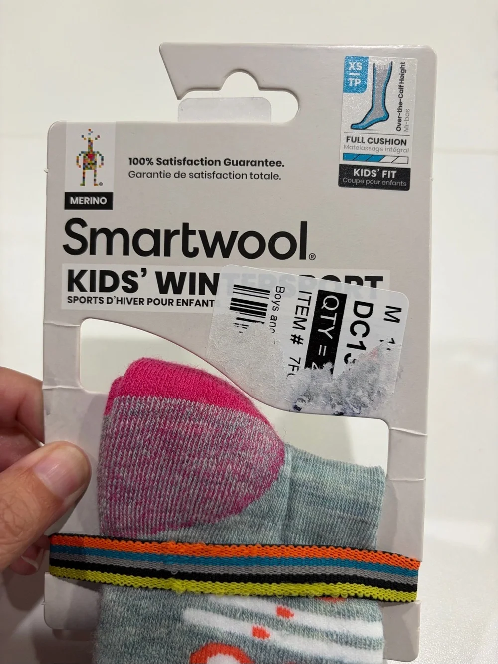 SmartWool Boys Girls Kids XS Wintersport Pattern Ski Socks Grey Pink NWT Snow